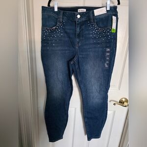 Maurices Cool Comfort Bling Embellished Blue Denim Jegging Jeans Plus Size 16W